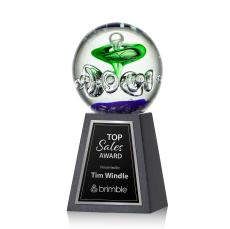 Williamson Globe on Tall Marble Base Glass Trophy - Art Glass Trophies