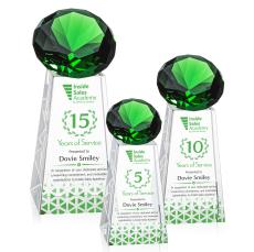 Tall Full Color Emerald Crystal Trophy - Diamond Trophies