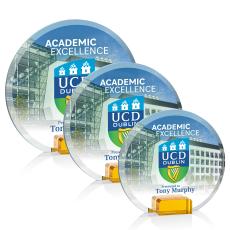 Ayala Full Color Amber Circle Crystal Trophy - Custom Trophies