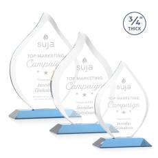 Cavazos Sky Blue Flame Crystal Trophy - Crystal Trophies