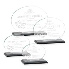 Woods (Horiz) Black Circle Crystal Trophy - Crystal Trophies