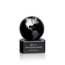 Magee Black/Silver Globe Crystal Trophy - Crystal Globe Awards
