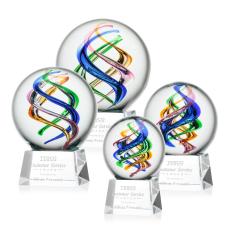 Blackburn on Small Crystal Base Clear Globe Glass Trophy - Glass Trophies