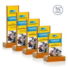 Cartwright Full Color Amber Rectangle Crystal Trophy - Custom Trophies