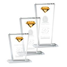 Clifford Diamond Amber Unique Crystal Trophy - Diamond Trophies