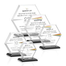 Santos Full Color Black Polygon Crystal Trophy - Crystal Trophies