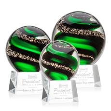 Boykin on Small Crystal Base Clear Globe Glass Trophy - Art Glass Trophies