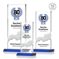 Rubin Full Color Blue Rectangle Crystal Trophy - Custom Trophies