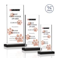 Prieto Full Color Black Rectangle Crystal Trophy - Crystal Trophies