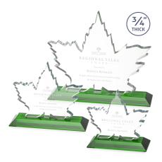 Sargent Leaf Green Unique Crystal Trophy - Patriotic and Government Awards 