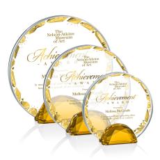 Duffy Full Color Amber Circle Crystal Trophy - Diamond Trophies