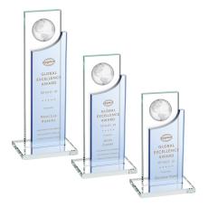 Castle Globe Sky Blue Rectangle Crystal Trophy - Crystal Globe Awards