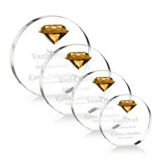 Ortiz Diamond Amber Circle Crystal Trophy - Diamond Trophies