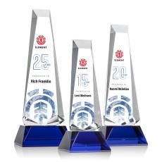 Hankins Obelisk Full Color on Base Blue Towers Crystal Trophy - Custom Trophies