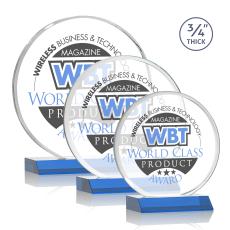 Juarez Full Color Sky Blue Circle Crystal Trophy - Custom Trophies