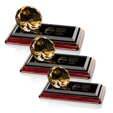 Diamond on Wood Amber Crystal Trophy - Eco-Friendly Trophies