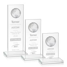 Shelton Globe Clear Rectangle Crystal Trophy - Crystal Globe Awards