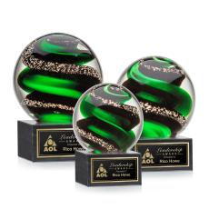 Boykin Globe on Square Marble Glass Trophy - Art Glass Trophies
