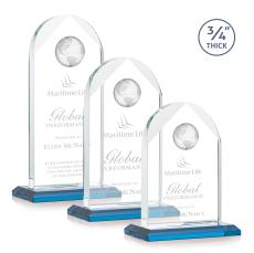 Cortez Sky Blue Globe Crystal Trophy - Crystal Globe Awards