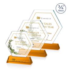 Colvin Full Color Amber Polygon Crystal Trophy - Custom Trophies