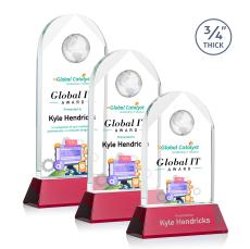 Cortez Full Color on Helton Red Globe Crystal Trophy - Crystal Globe Awards