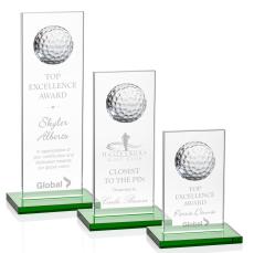 Spive Golf Green Rectangle Crystal Trophy - Crystal Globe Awards