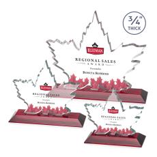 Sargent Leaf Full Color Red Unique Crystal Trophy - Crystal Trophies