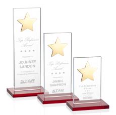 Zuniga Star Red/Gold Rectangle Crystal Trophy - Trophies
