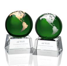 Avila Green Globe Crystal Trophy - Crystal Globe Awards