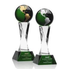 Spirale Spire Green Globe Crystal Trophy - Crystal Globe Awards