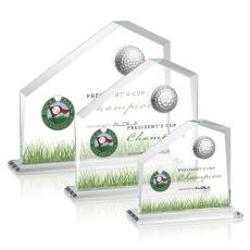 Morgan Full Color Golf Clear Peaks Crystal Trophy - Crystal Globe Awards