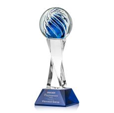 Truong on Spirale Spire Base Blue Towers Glass Trophy - Art Glass Trophies