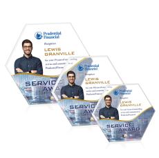 Jewell Hexagon Full Color Gold Polygon Acrylic Trophy - Acrylic Trophies