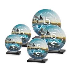 Drummond Full Color Black Circle Crystal Trophy - Crystal Trophies