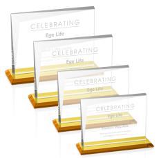 Leyva Amber Rectangle Crystal Trophy - Crystal Trophies