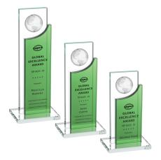 Castle Globe Green Rectangle Crystal Trophy - Crystal Globe Awards
