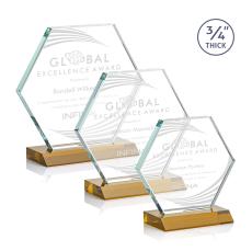 Pagan Amber Polygon Crystal Trophy - Crystal Trophies