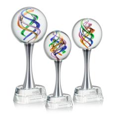 Blackburn Towers on Metal Pedestal Base Trophy - Art Glass Trophies