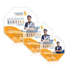 Jewell Octagon Full Color Gold Polygon Acrylic Trophy - Acrylic Trophies