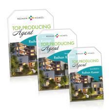 Jewell Clipped Full Color Silver Rectangle Acrylic Trophy - Acrylic Trophies