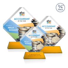 Jacobsen on Helton Full Color Amber Crystal Trophy - Crystal Trophies