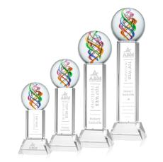 Blackburn on Tower Base Clear Globe Glass Trophy - Art Glass Trophies