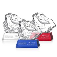 Reece 2 Dolphins Animals Crystal Trophy - Crystal Trophies