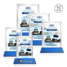 Cassidy Full Color on Helton Base Blue Rectangle Crystal Trophy - Crystal Trophies