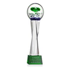 Williamson on Saldana Crystal Base Green Globe Glass Trophy - Glass Trophies