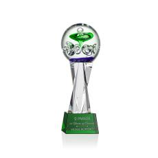 Williamson on Saldana Crystal Base Green Towers Glass Trophy - Glass Trophies