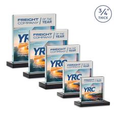 Landers Full Color Black Square / Cube Crystal Trophy - Crystal Trophies