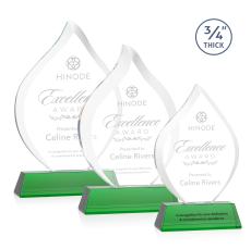 Cavazos on Helton Base Green Flame Crystal Trophy - Crystal Trophies