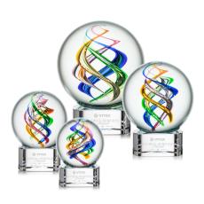 Blackburn on Half Round Base Clear Globe Glass Trophy - Glass Trophies