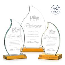 Summers Amber Flame Crystal Trophy - Crystal Trophies